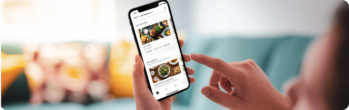 Uber Eats logo with white sans-serif text on a solid black background. case study