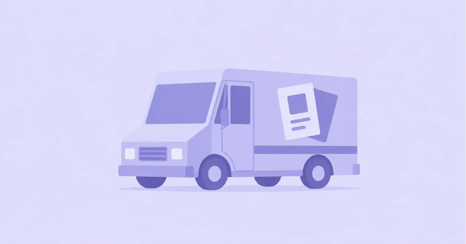 Illustration of a mail truck carrying letters