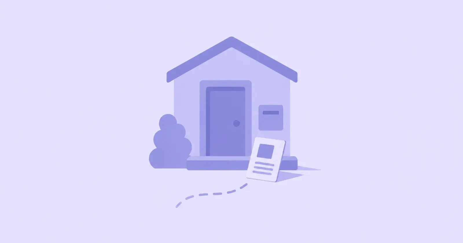 Illustration of a house with a dotted path leading to a delivered flyer