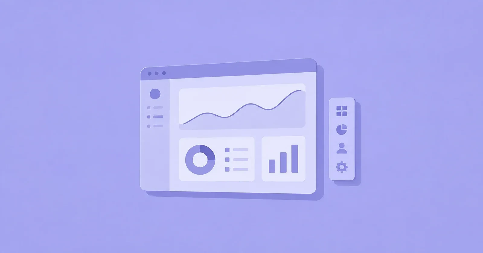 Illustration of a marketing platform dashboard with charts