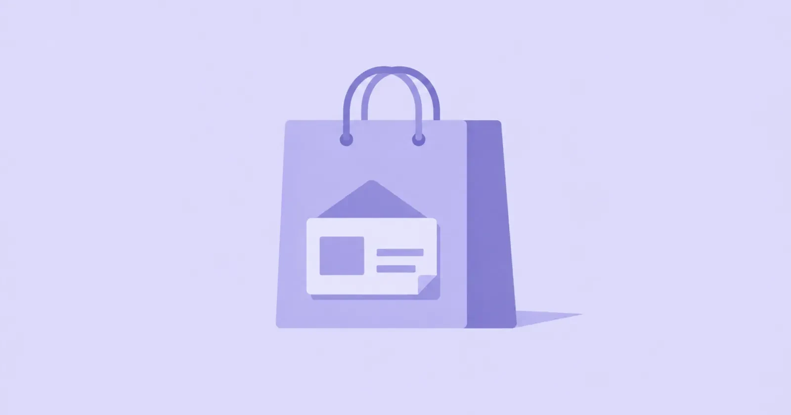 Illustration of a shopping bag carrying a promotional card