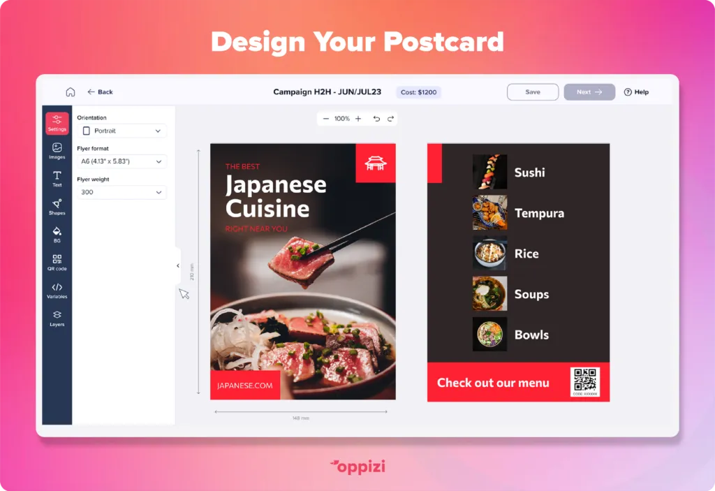 design direct mail postcard