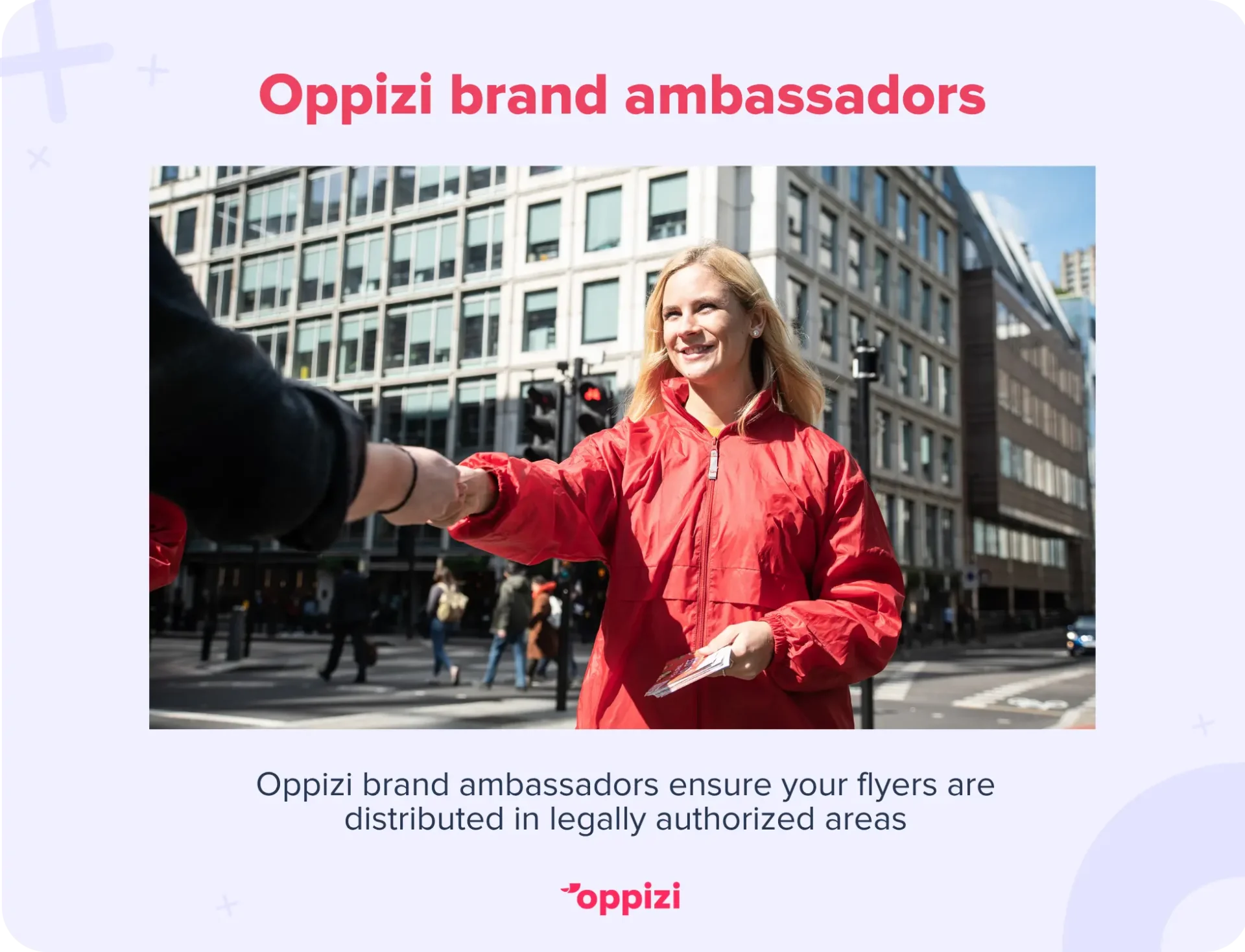 An Oppizi brand ambassador handing out flyers