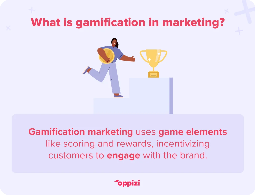 ¿Qué es la gamificación en el marketing? El marketing de gamificación utiliza elementos de juego como la puntuación y las recompensas en las campañas de marketing, incentivando a los clientes a comprometerse con la marca y, en última instancia, a convertir.